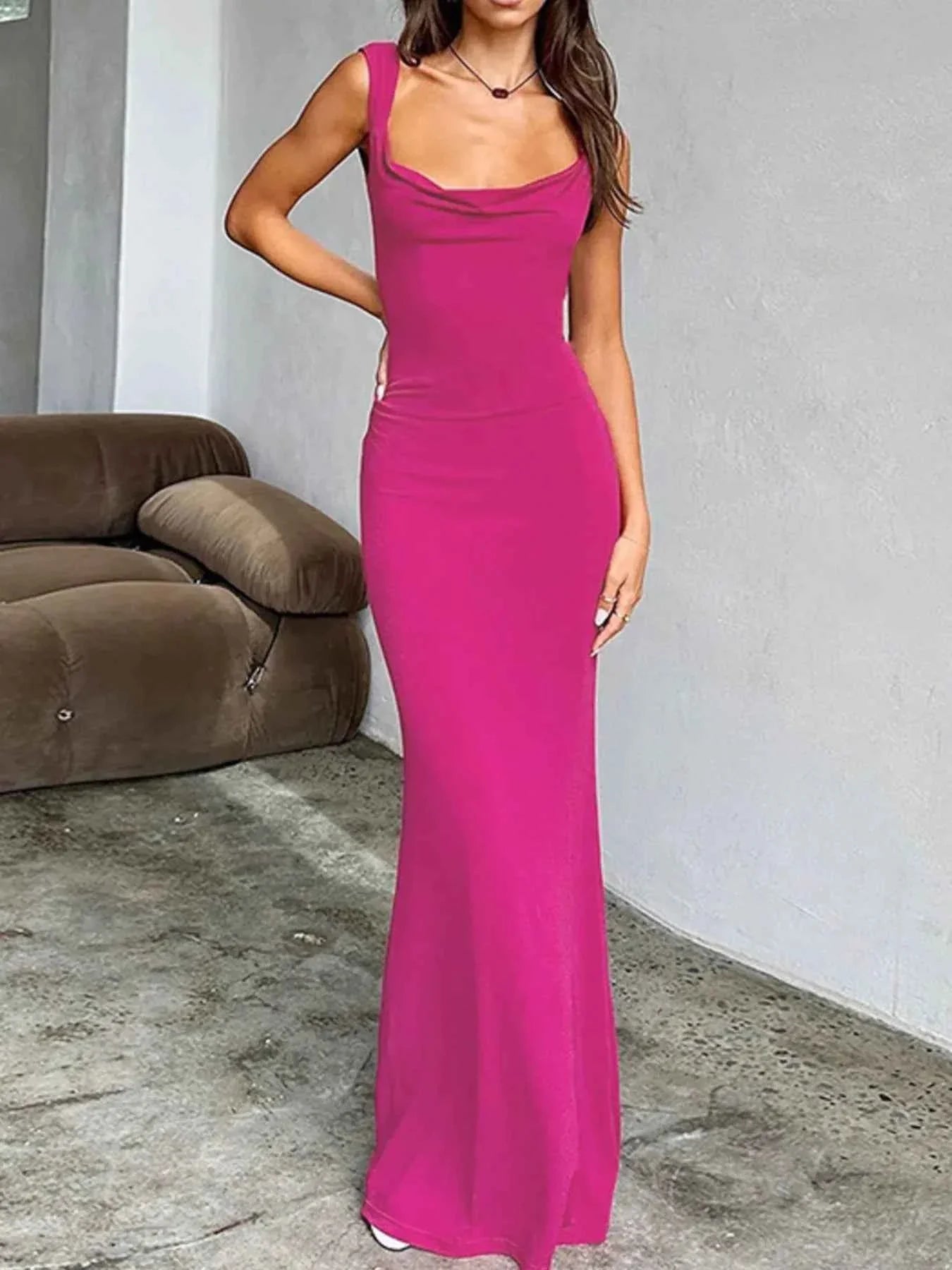 Backless Bow-Tie Back Maxi Dress.