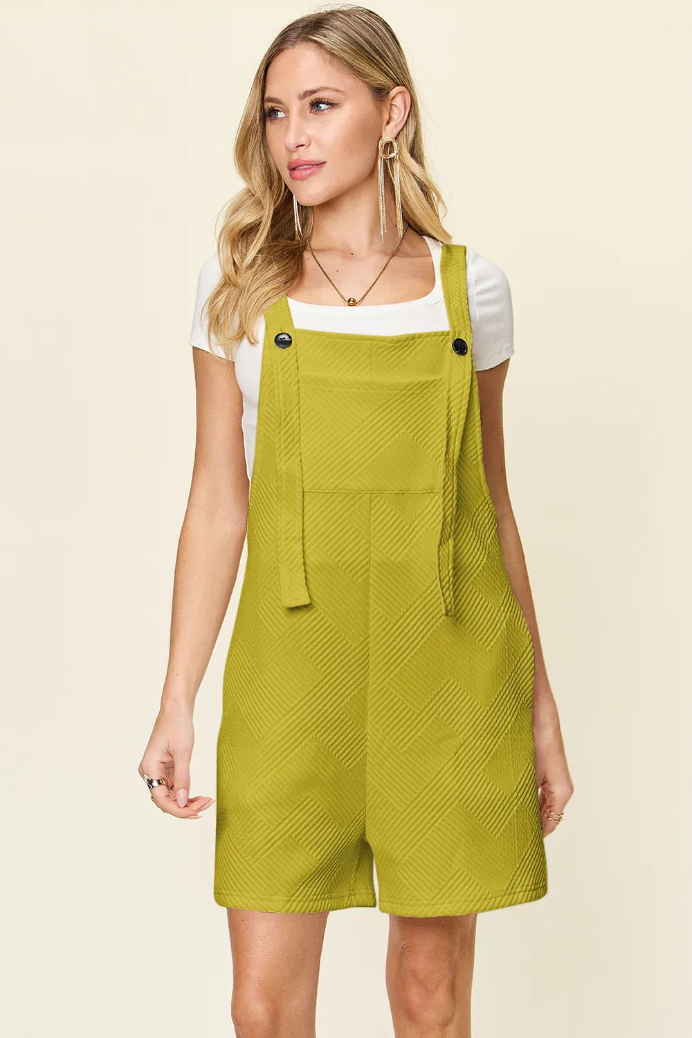 Double Take Full Size Texture Sleeveless Romper.