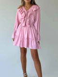 Ruffle Flounce Sleeve Mini Dress.