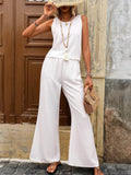 Round Neck Tank and Wide Leg Pants Set - EBYNN