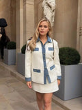 Contrast Trim Button Up Jacket.