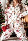 Printed Collared Neck Top and Pants Lounge Set.