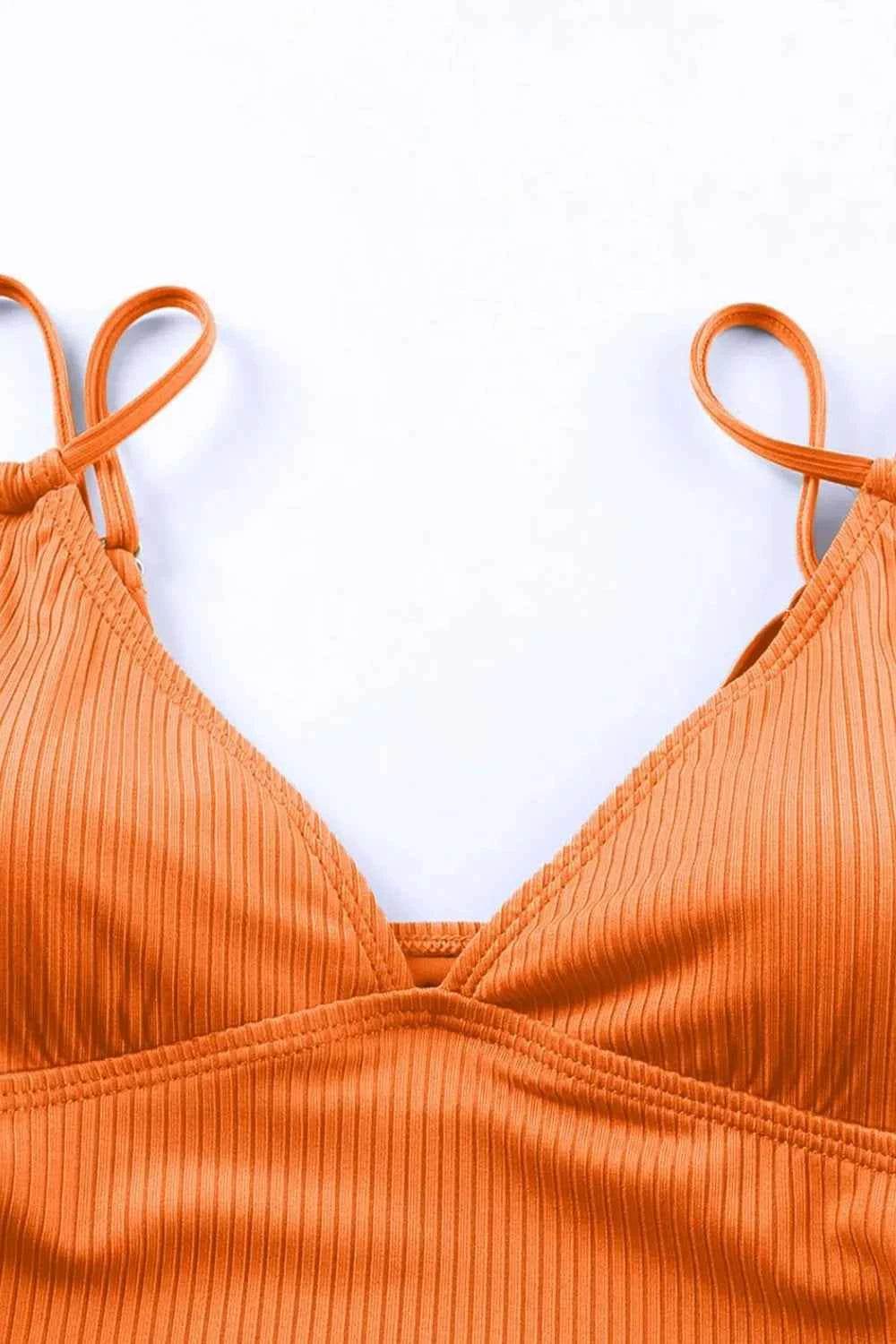 Drawstring Plunge One-Piece Swimwear.