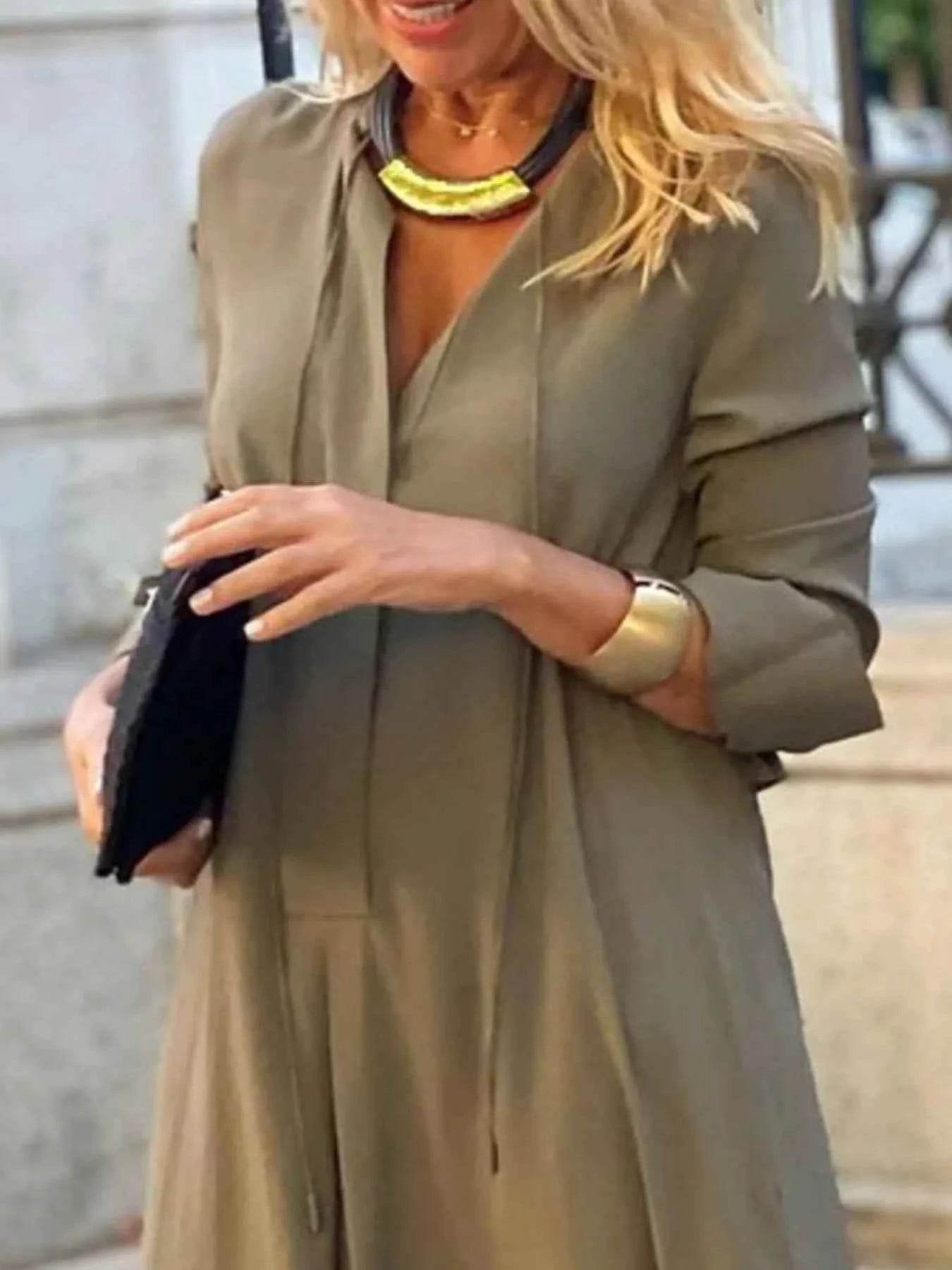 Plus Size Solid Color Maxi Shirt Dress.