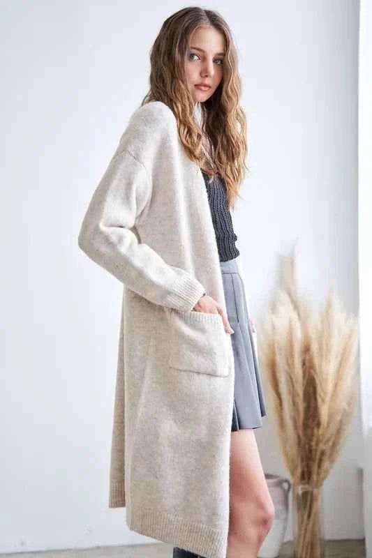 ADORA 2-Tone Open Front Sweater Cardigan.