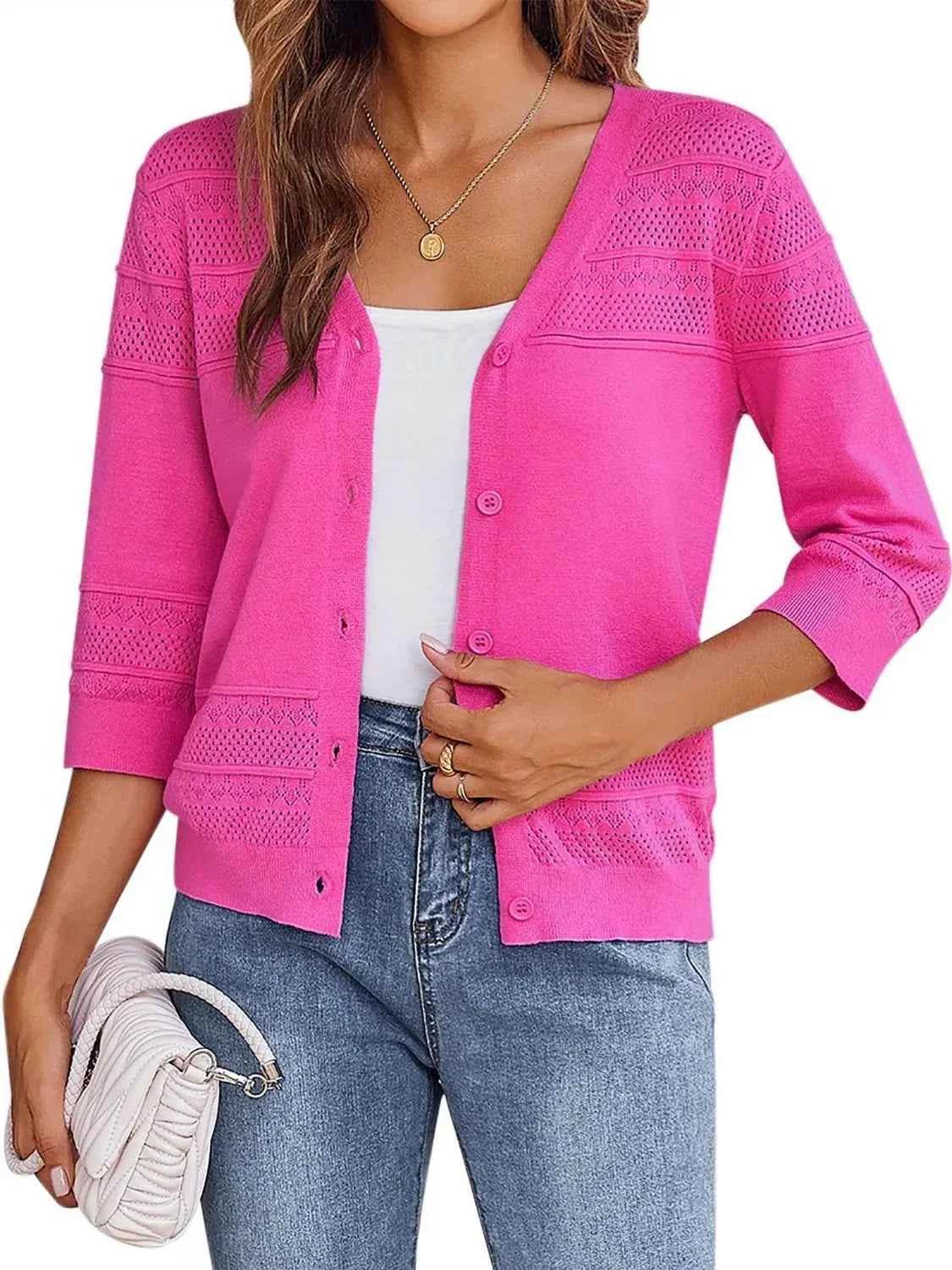 Button Up 3/4 Sleeve Cardigan.