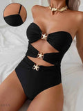 EBYNN Cutout One-Piece Swimsuit with Gold Detail - EBYNN