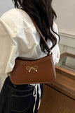 Bow Trim PU Leather Small Shoulder Bag.
