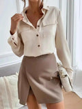 Button Down Long Sleeve Shirt with Chest Pockets.