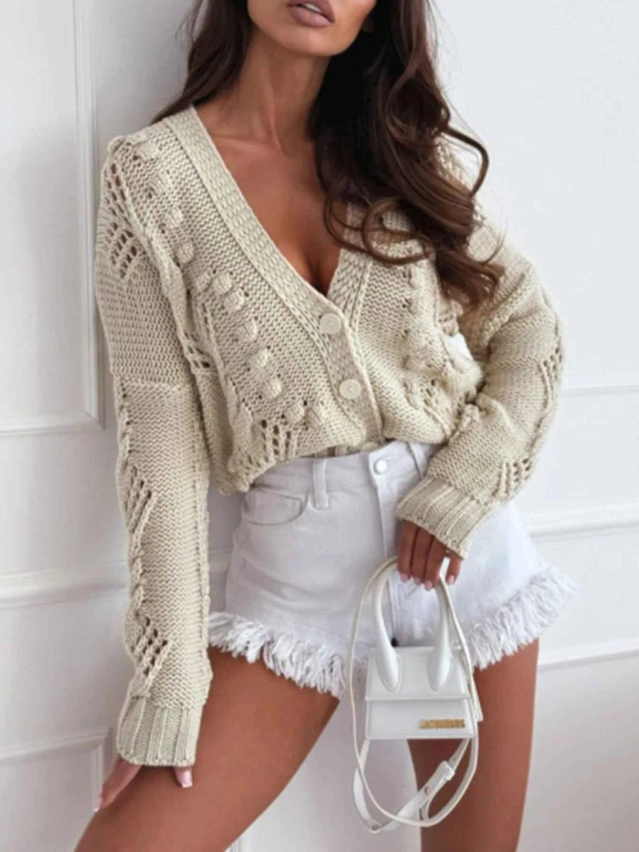 Button Up V-Neck Cardigan.