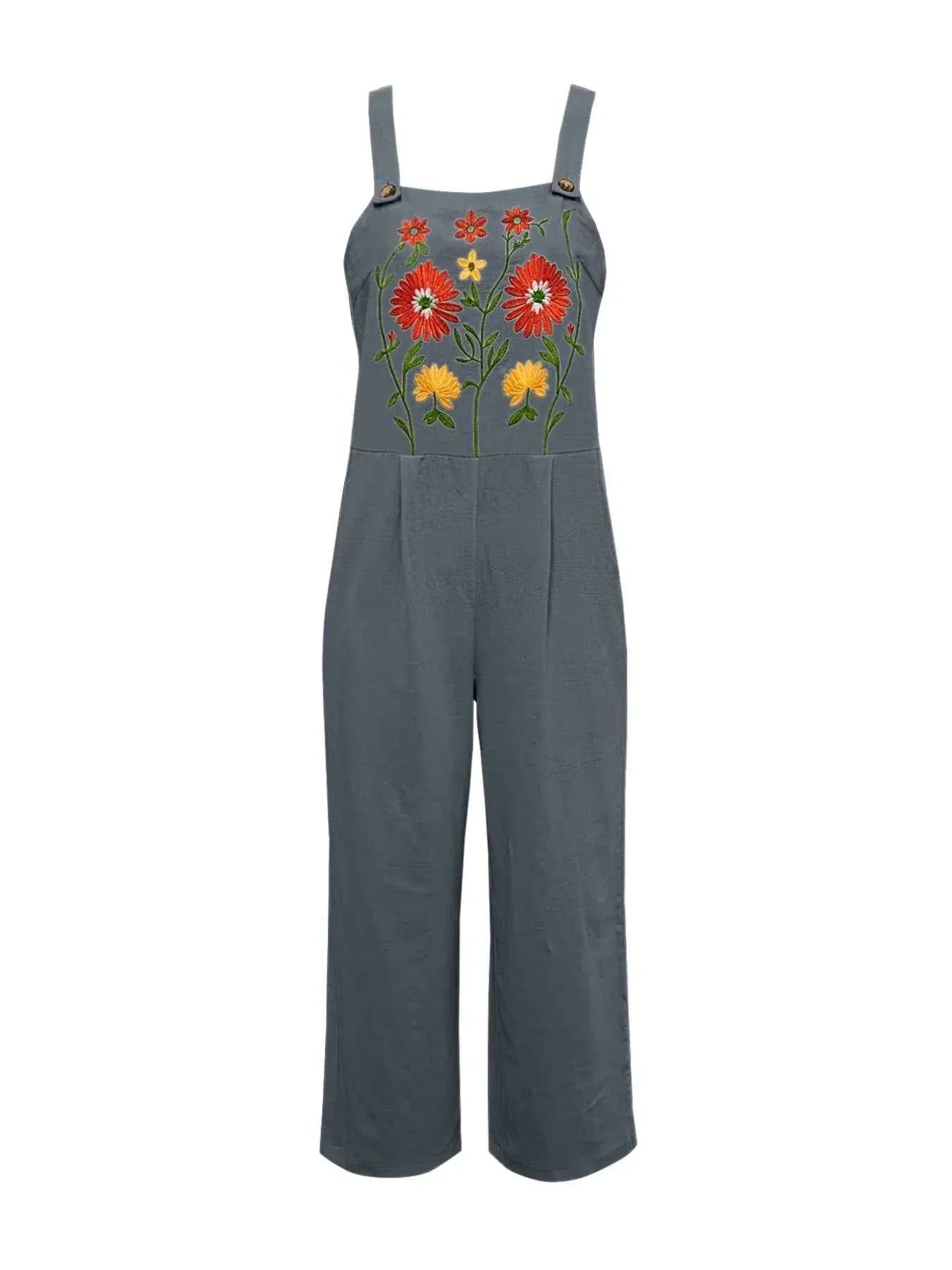 Floral Embroidered Wide Leg Jumpsuit.