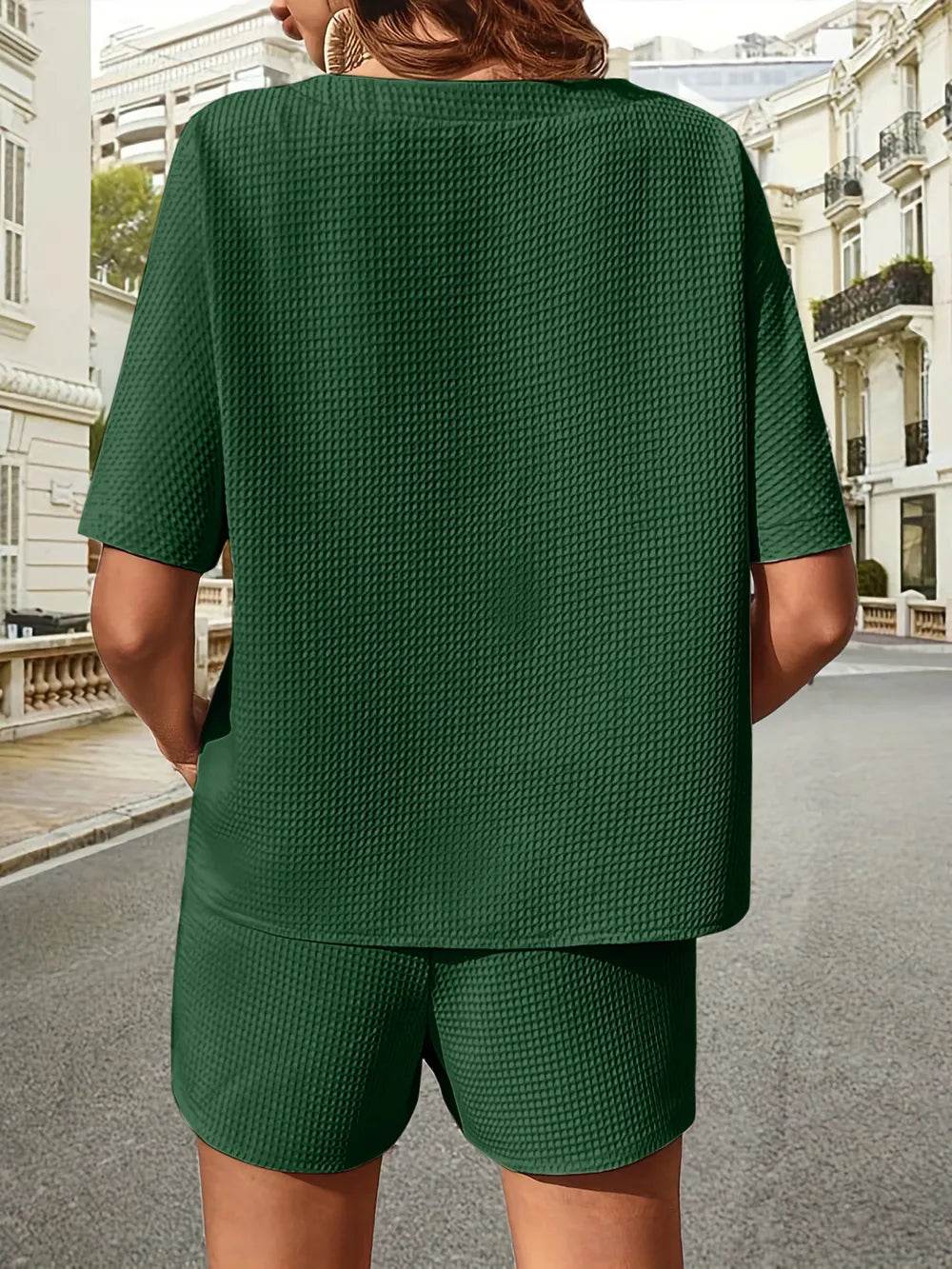 Waffle Knit Top and Shorts Set for Ultimate Comfort and Style - EBYNN