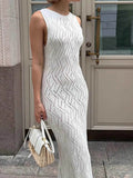 Openwork Eyelet Knit Maxi Dress.