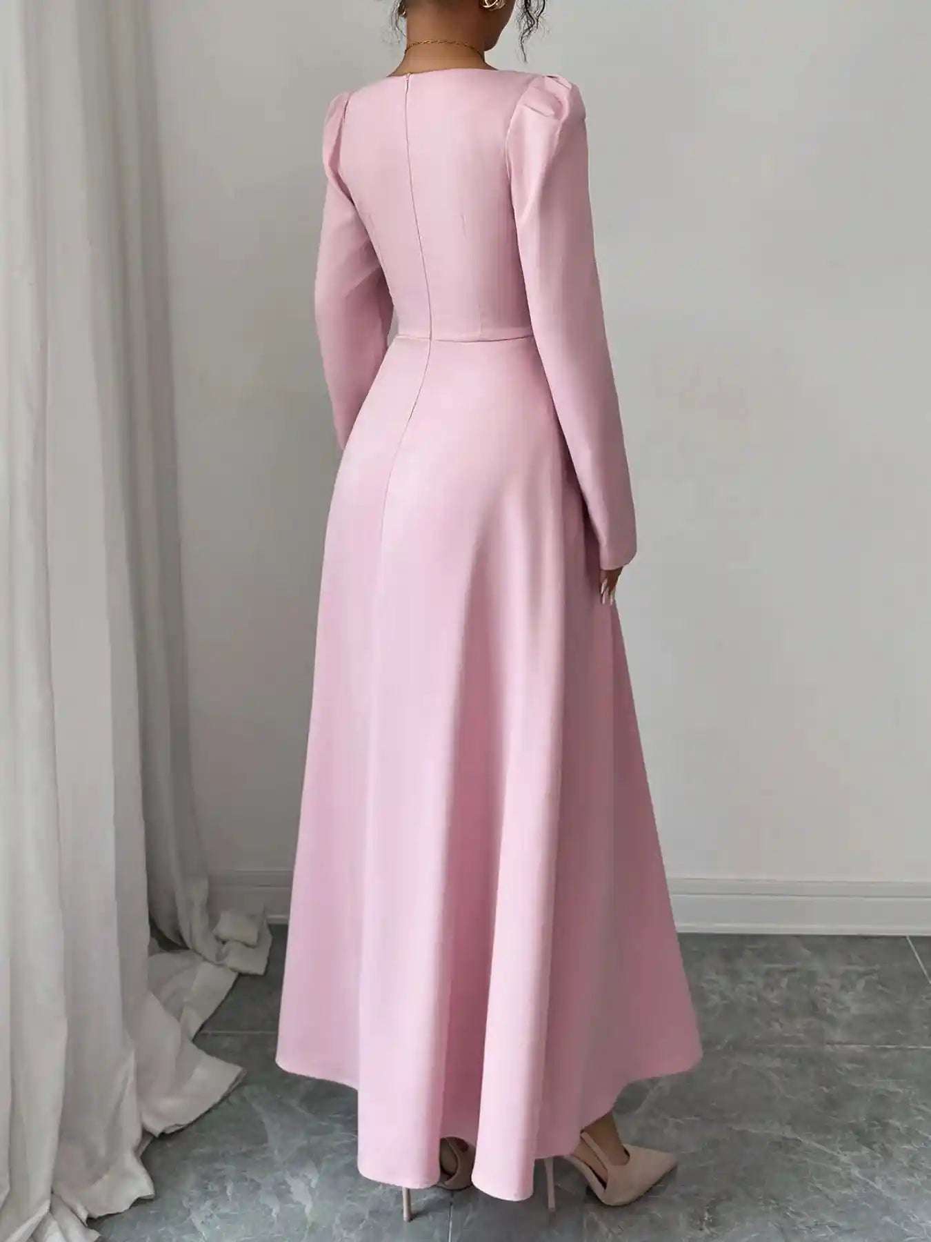 Square Neck Long Sleeve Maxi Dress.