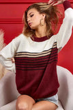 BiBi Color Block Sweater with Stripe Yoke.