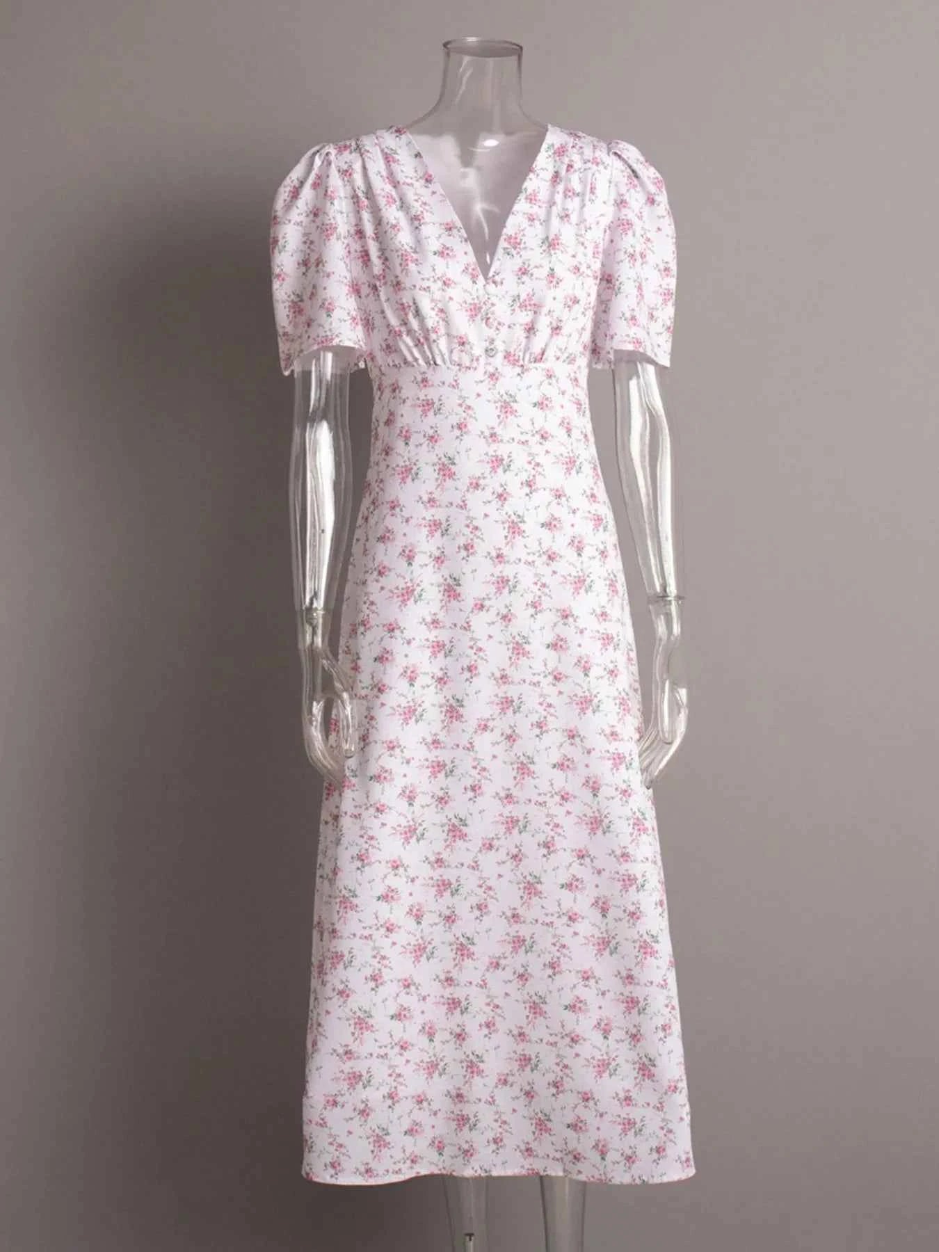 Floral Print Short Sleeve Dress.