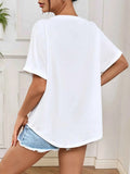 Bow Round Neck Oversized Casual T-Shirt.