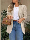 Pocketed Lapel Collar Long Sleeve Blazer.