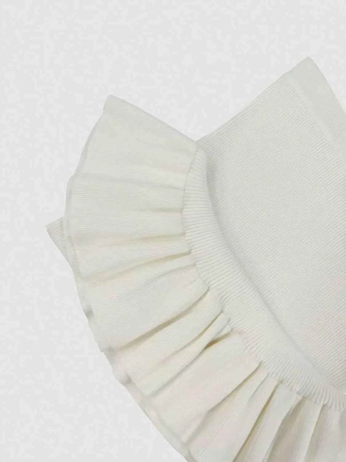 Ribbed Knit Bodycon Midi Dress with Ruffle Hem - EBYNN