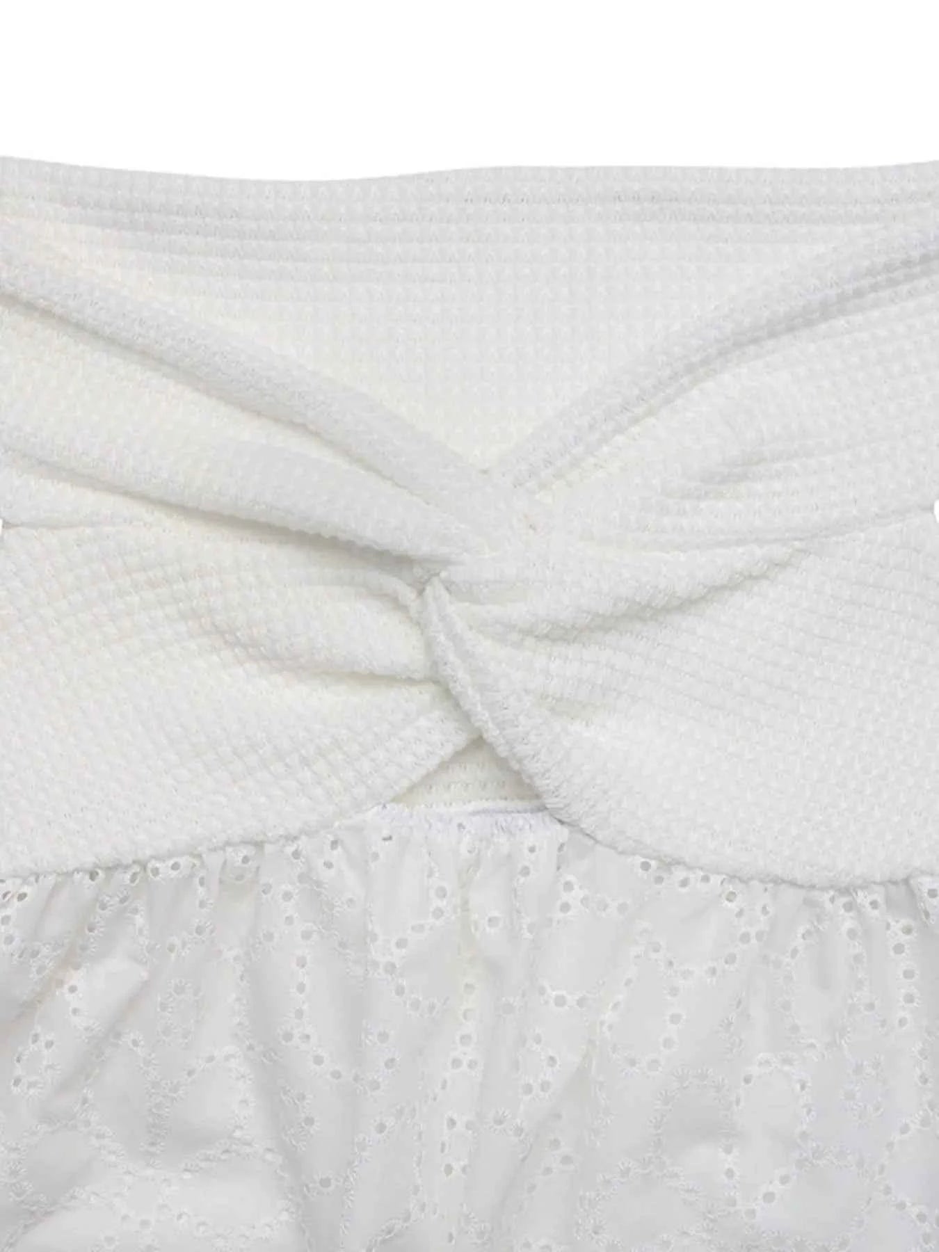 Eyelet Cutout Off-Shoulder Blouse.