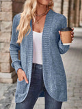 Ribbed Knit Open Front Cardigan with Pockets.