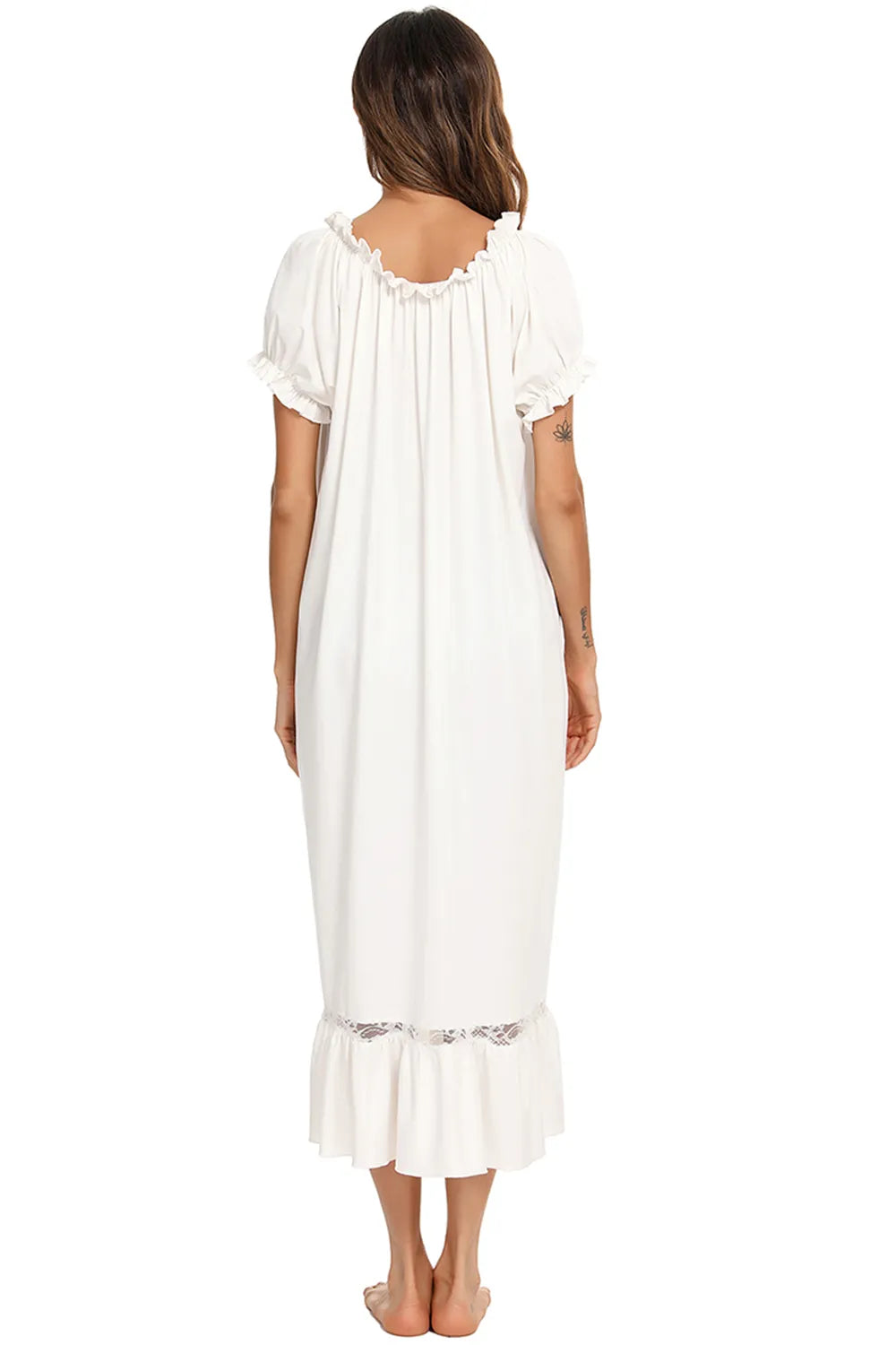 Lace Detail Short Sleeve Lounge Dress.
