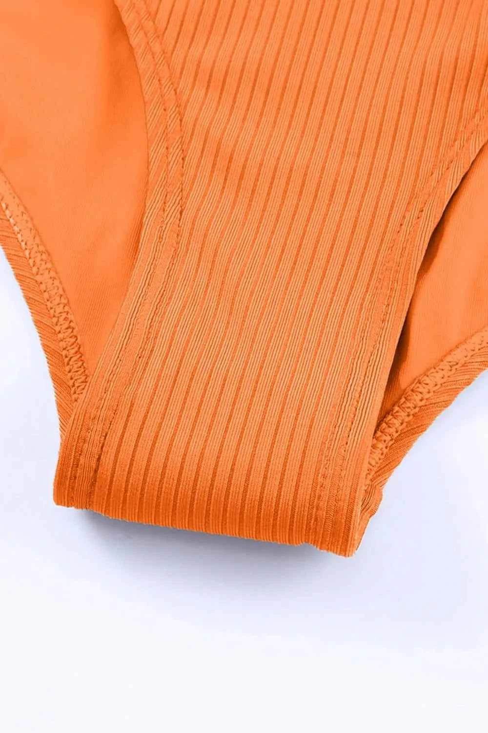 Drawstring Plunge One-Piece Swimwear.
