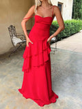Sweetheart Neck Ruffled Maxi Cami Dress.