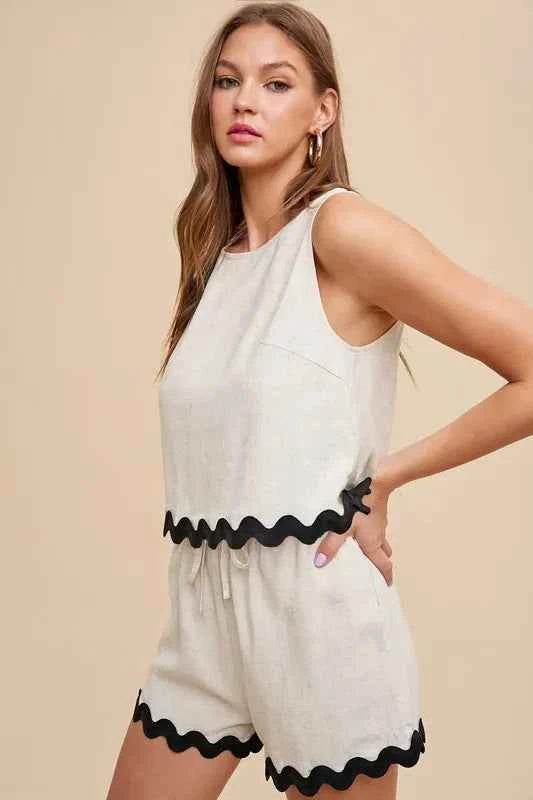 Annie Wear Ric Rac Trim Top & Shorts Set - EBYNN