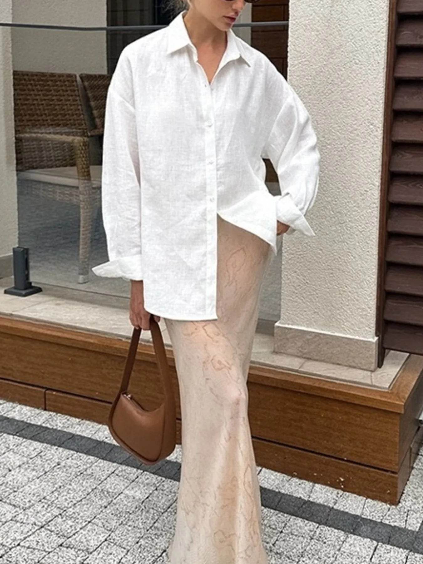 Casual Oversized Shirt - Button-Up Long Sleeve Style for Effortless Comfort - EBYNN