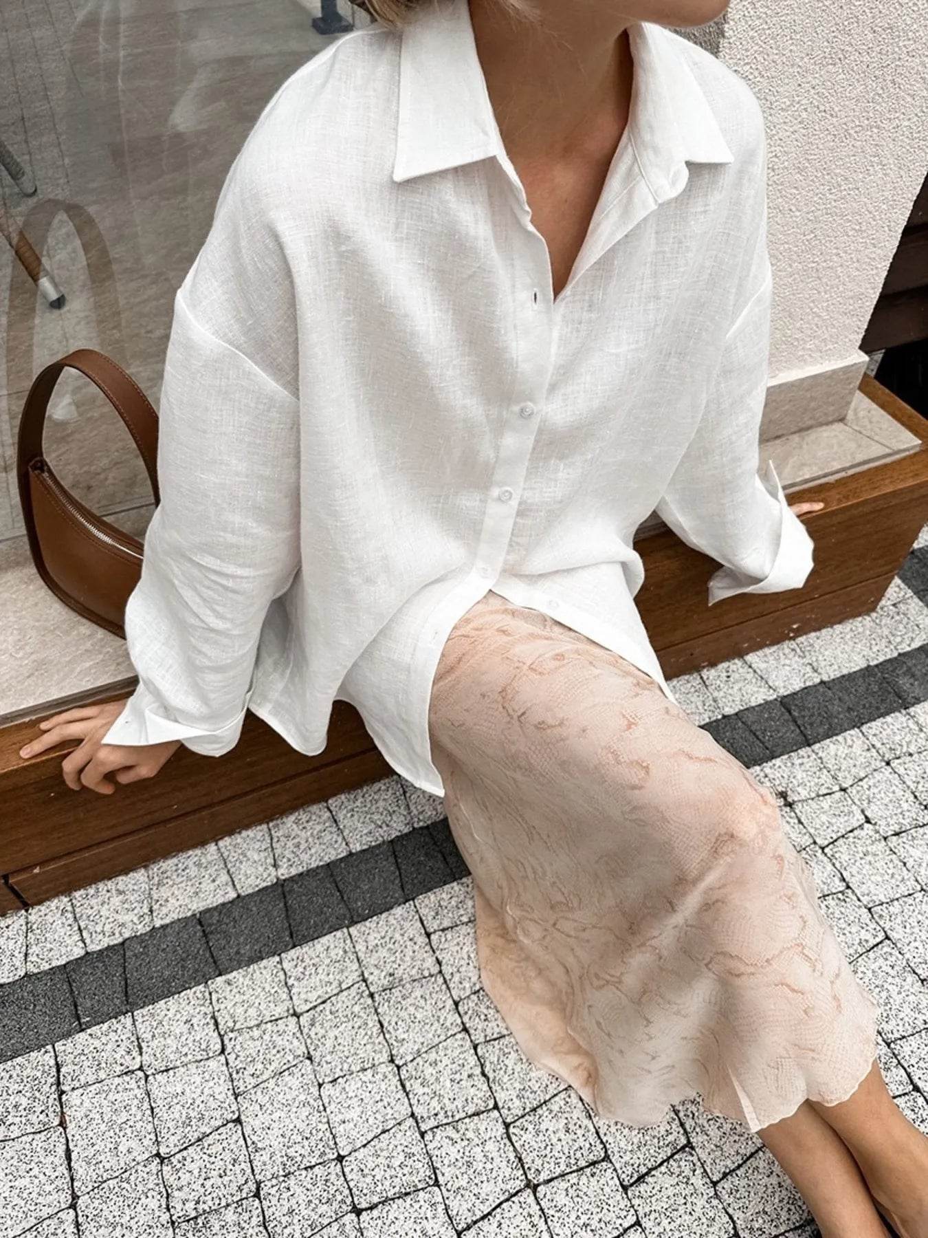 Casual Oversized Shirt - Button-Up Long Sleeve Style for Effortless Comfort - EBYNN