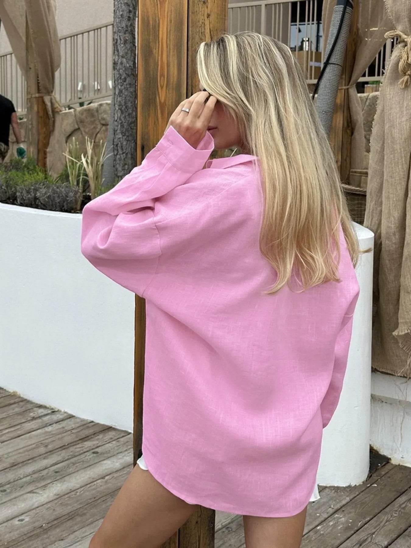 Casual Oversized Shirt - Button-Up Long Sleeve Style for Effortless Comfort - EBYNN