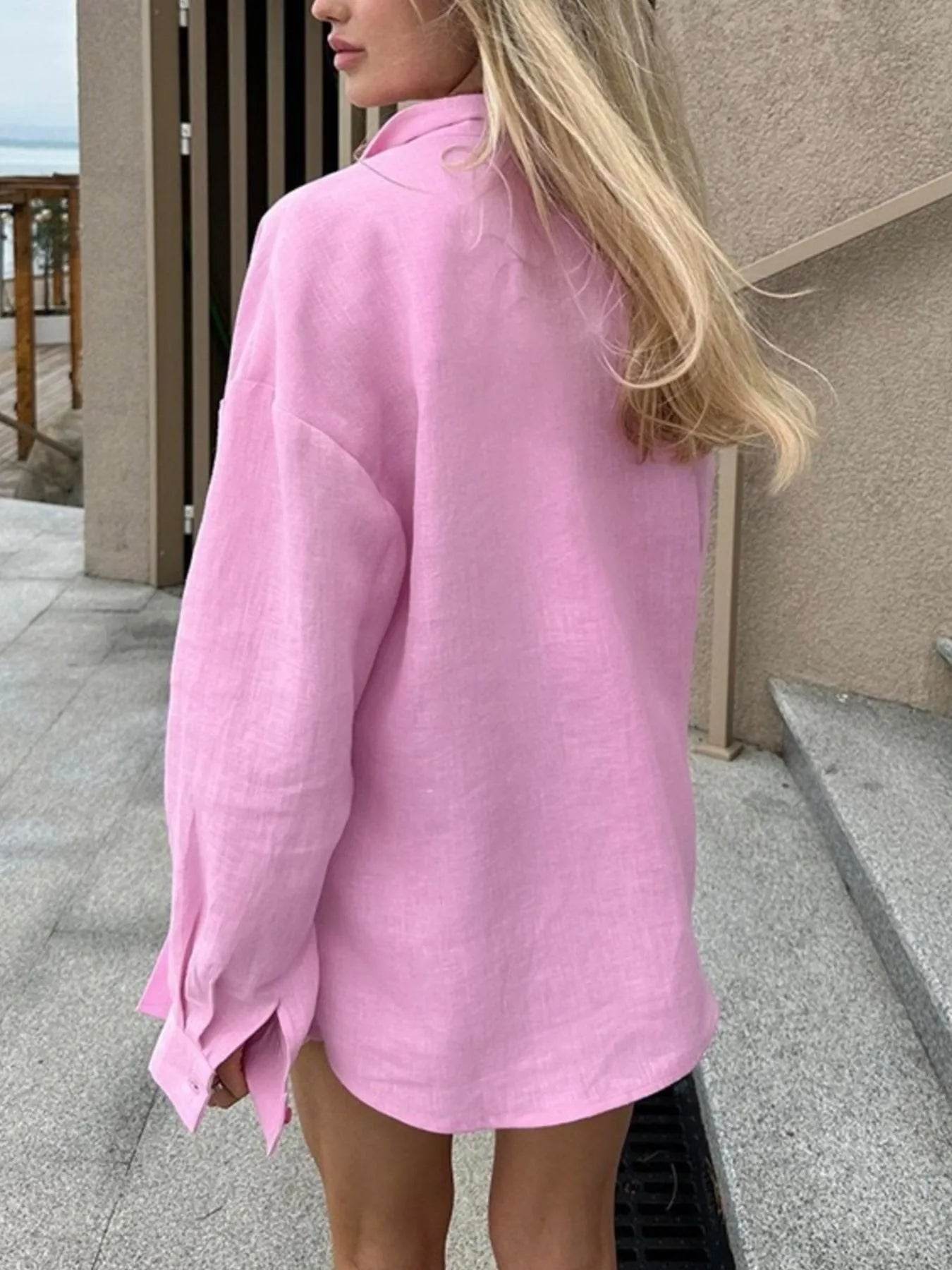 Casual Oversized Shirt - Button-Up Long Sleeve Style for Effortless Comfort - EBYNN