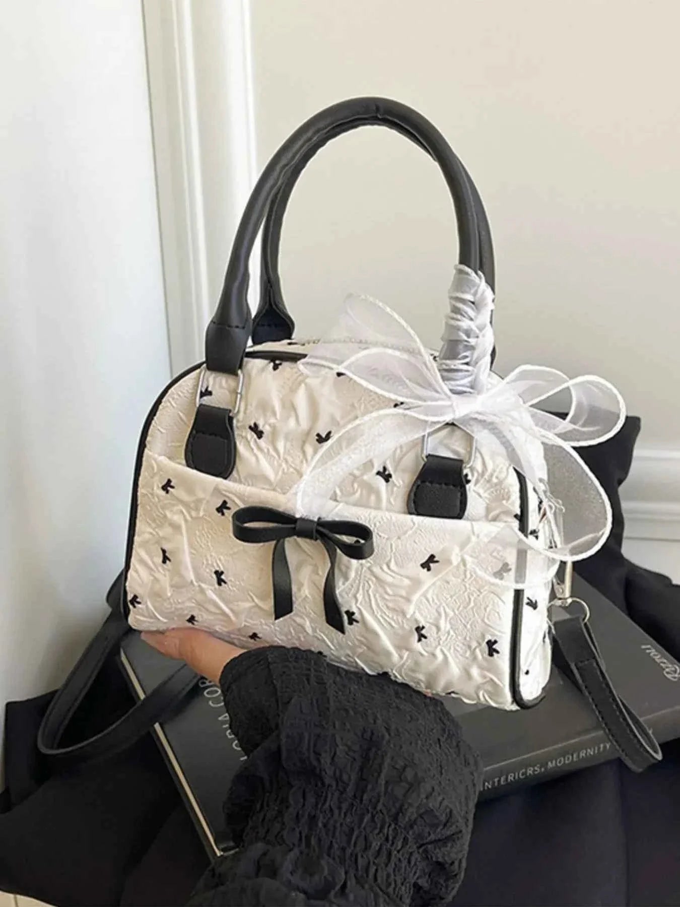 Ruched Bow Crossbody Bag.