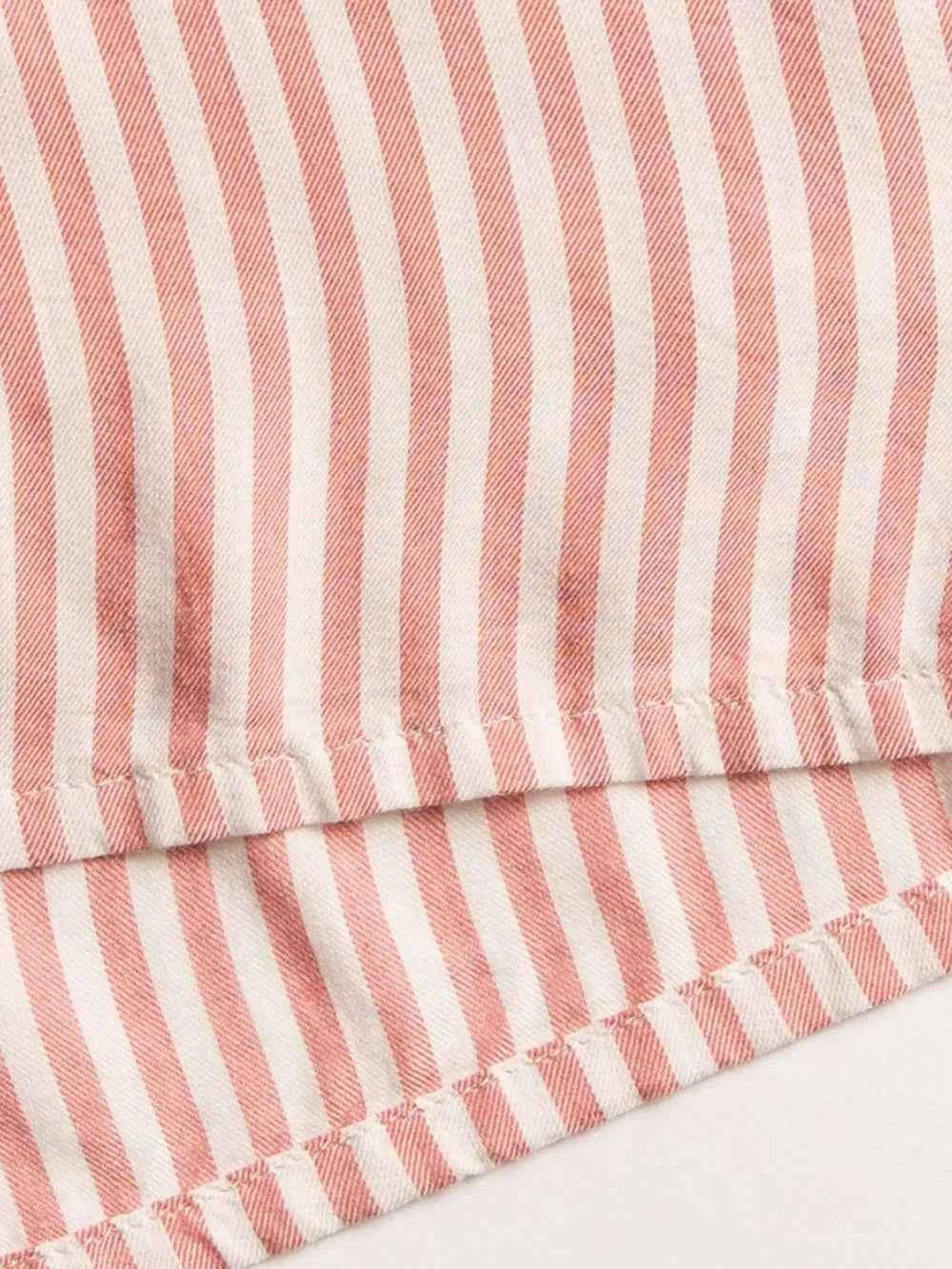 Striped Collared Neck Long Sleeve Top and Shorts Lounge Set.