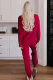 Round Neck Top and Drawstring Pants Lounge Set.