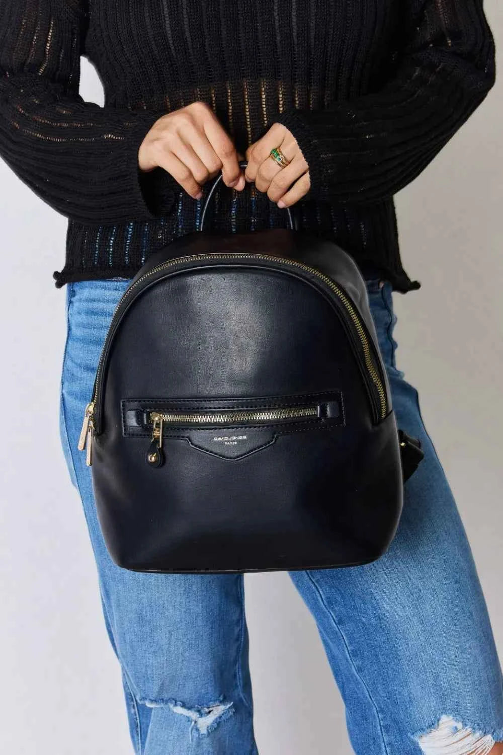 David Jones Stylish PU Leather Backpack.