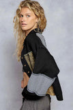 POL Patchwork Multi-Pattern Button Down Jacket.