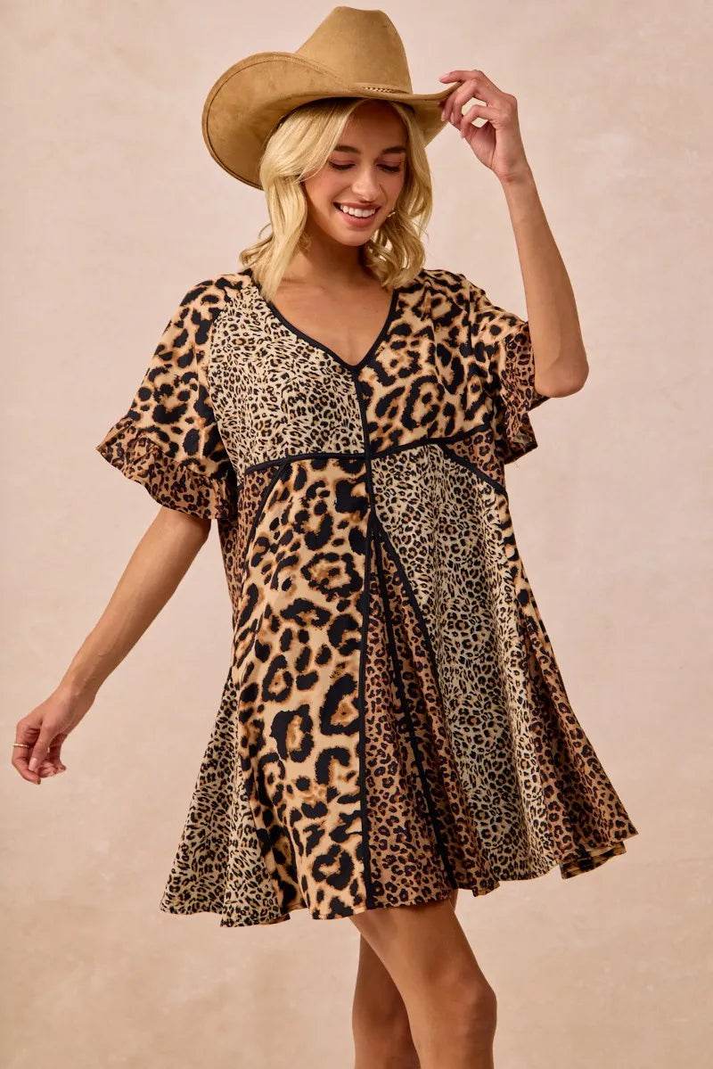 Leopard Print Dress: Mix and Match Short Sleeve Style - EBYNN