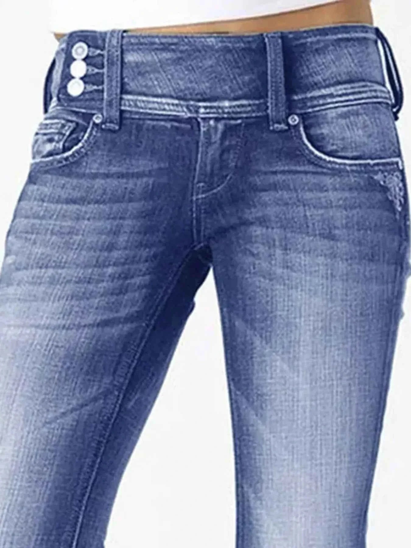 Plus Size Vintage Wash Flare Jeans.