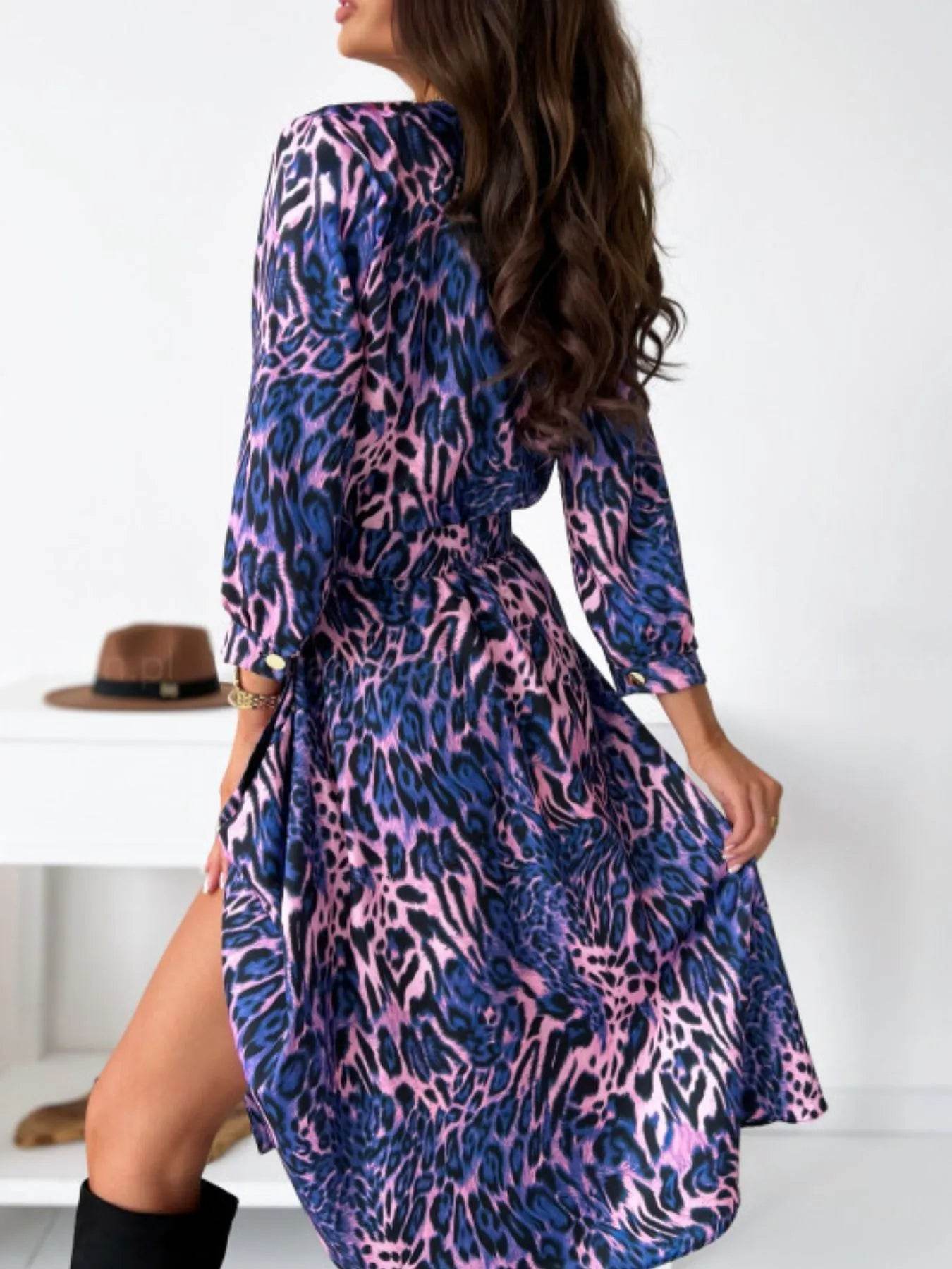Printed Tie Waist Midi Dress.