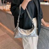 Chain Detail Small Leather Shoulder Bag.