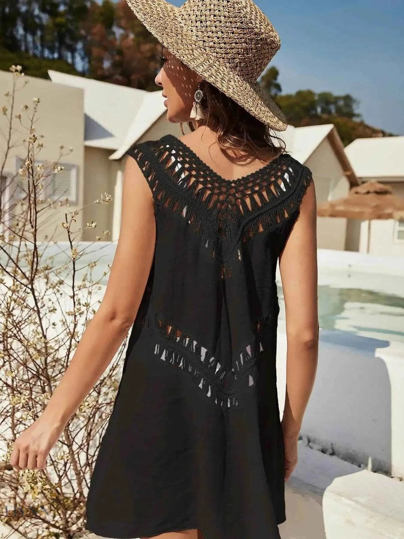 Elegant Crochet Beach Cover Up Dress - EBYNN