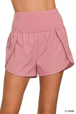Zenana High Waisted Zippered Back Pocket Running Shorts.