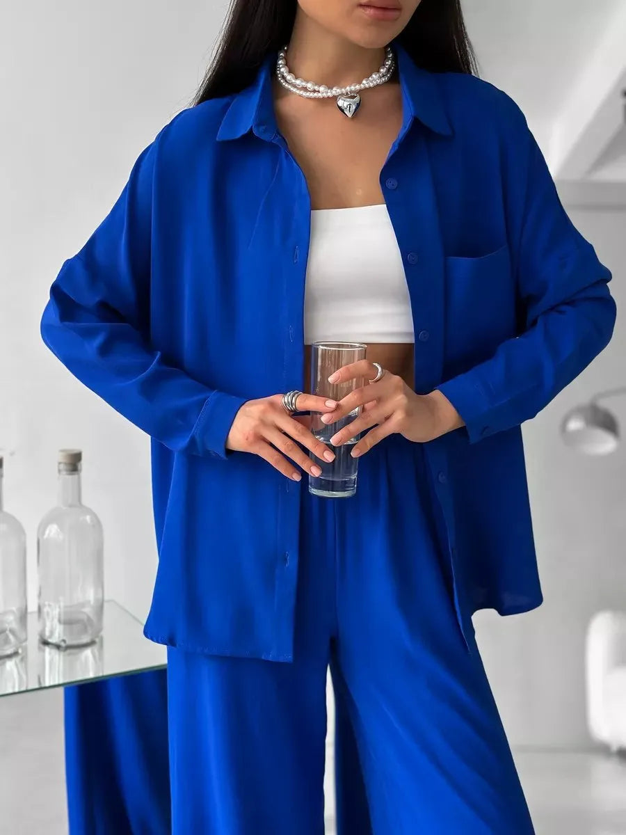 Button Up Long Sleeve Shirt and Pants Set.