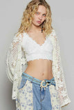 Bohemian Crochet Open-Front Cardigan.