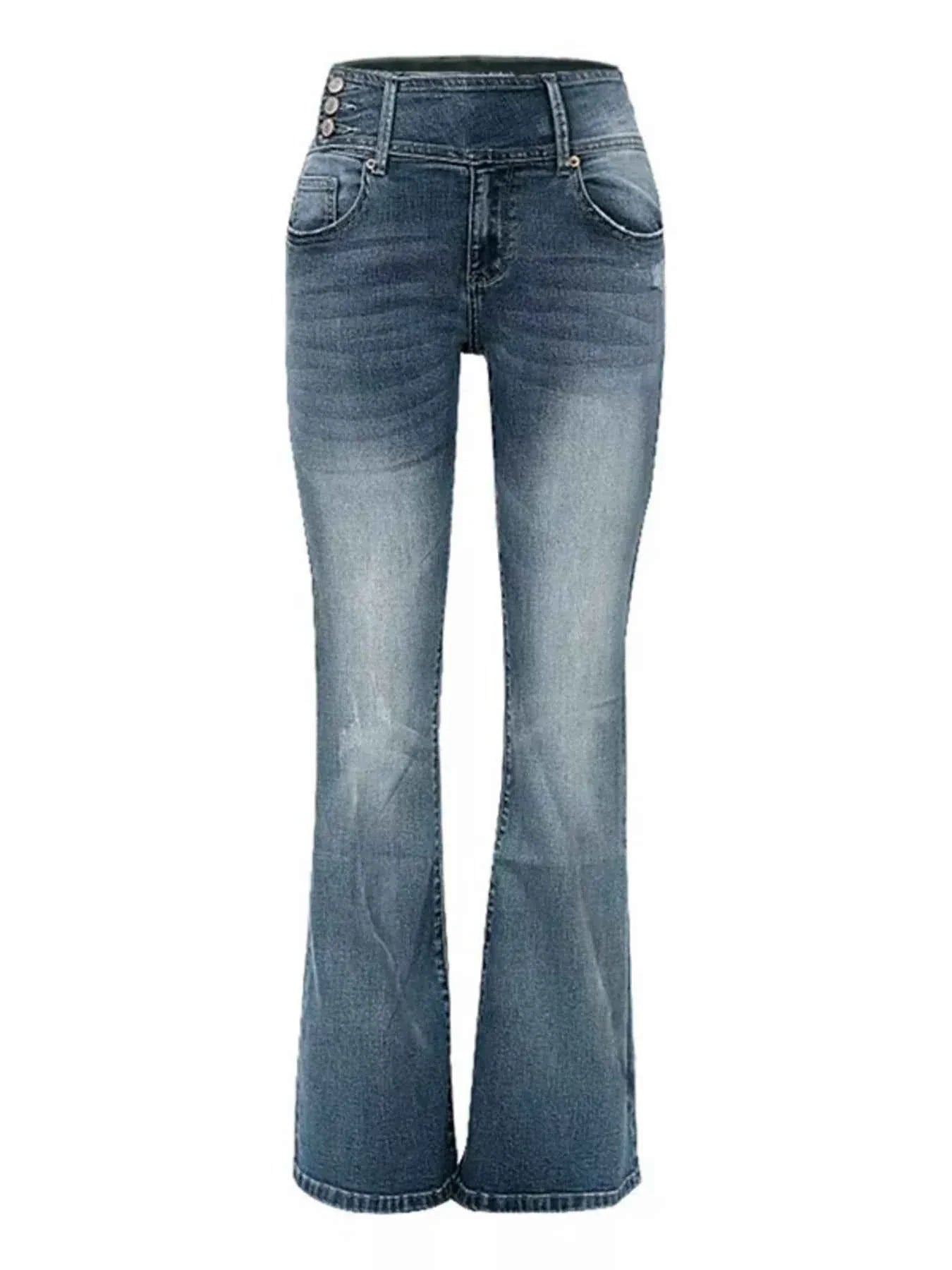 Plus Size Vintage Wash Flare Jeans.