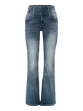 Plus Size Vintage Wash Flare Jeans.
