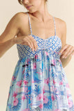 Davi & Dani Tropical Floral Geo Print Tie Back Tube Top Romper.