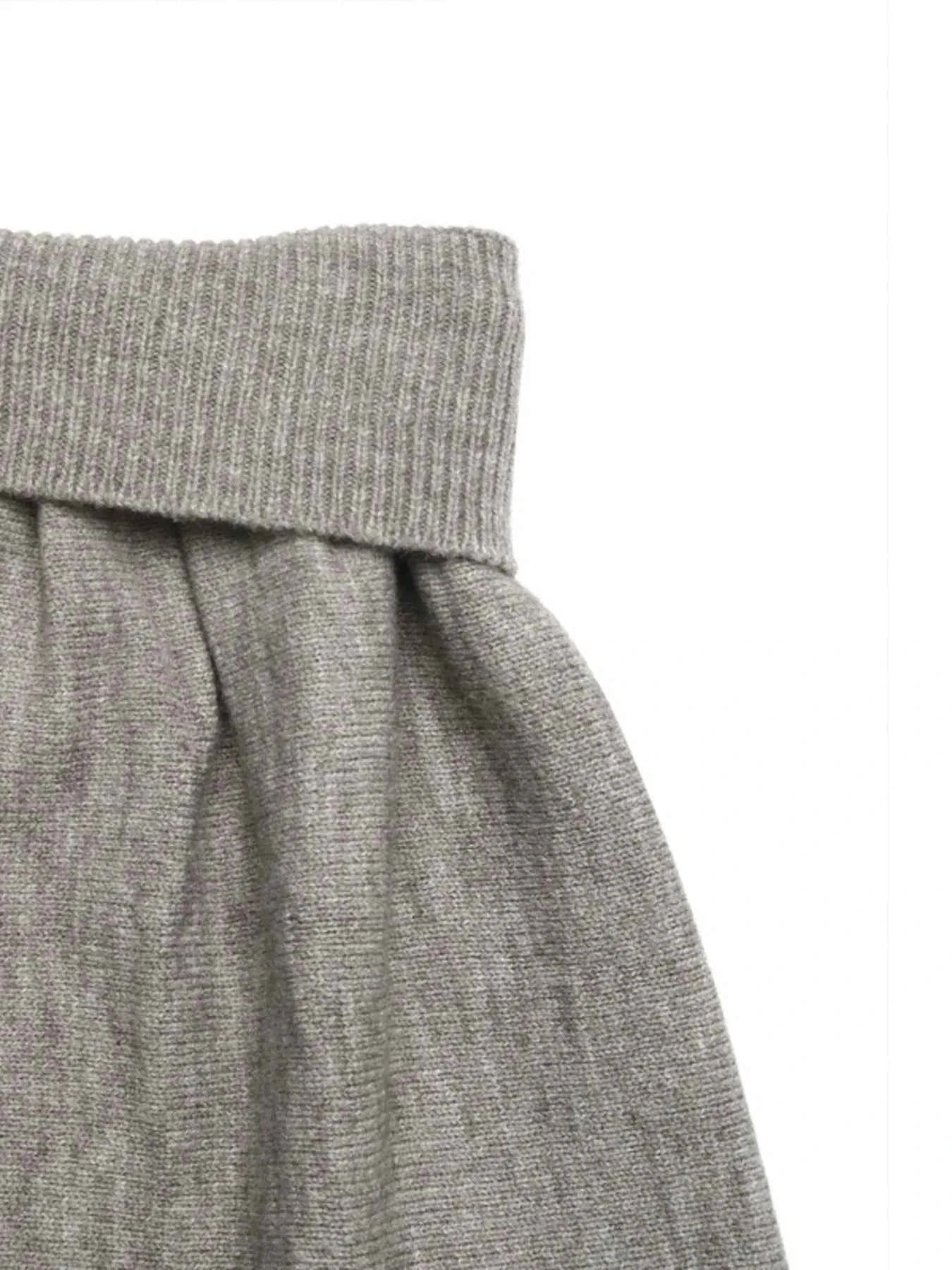 V-Neck Knit Vest and Skirt Set.